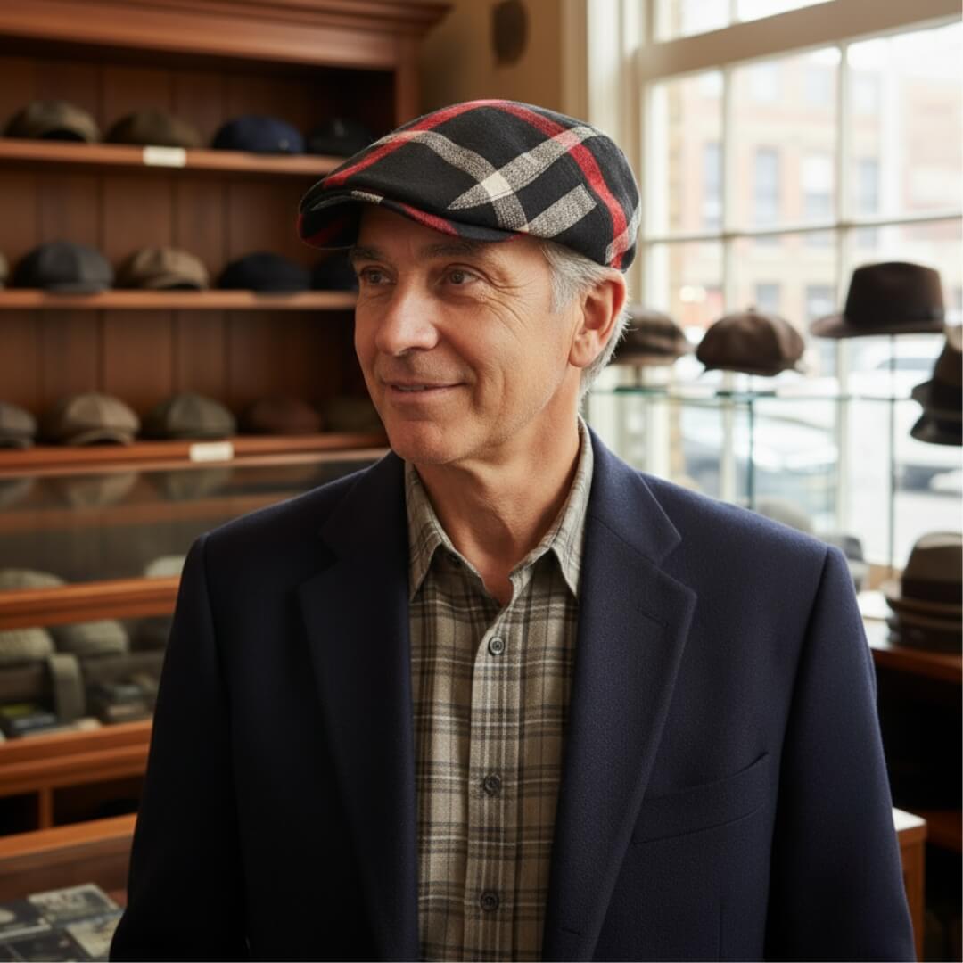 Cotton Plaid Flat Cap | ROSCOE